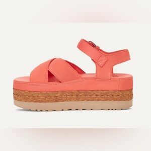 New Without Box Leather Size 7 Size 8 UGG Orange Espadrille Platform Shoes
